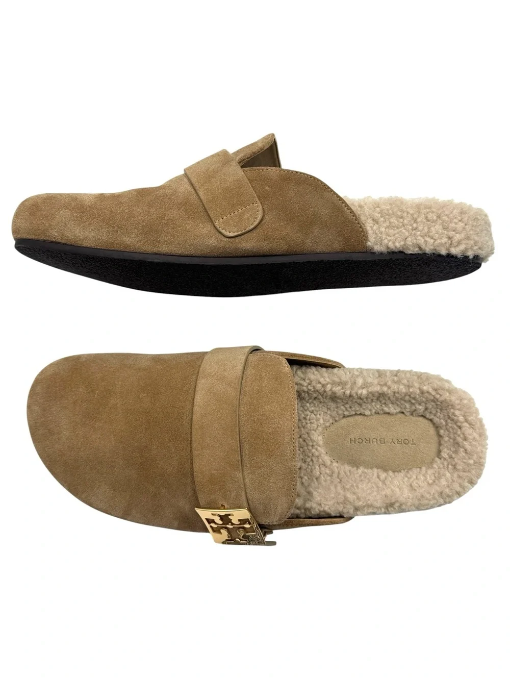 Tory Burch Mellow Shearling Mule Suede Shoes Size 11